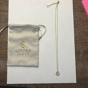 Kendra Scott light pink stone in gold necklace